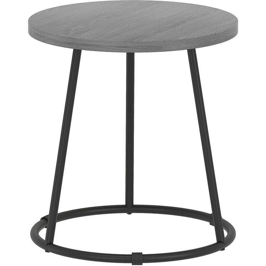 Lorell Accession End Table - Round Top - Powder Coated Four Leg Base - 4 Legs - 200 lb Capacity - 1" Table Top Thickness x 19" Table Top Diameter - 19.75" Height - Assembly Required - Weathered Charcoal - Laminate Top Material - 1 Each