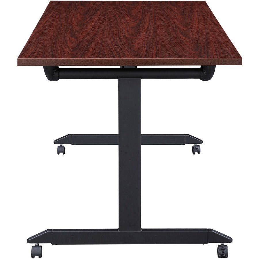 Lorell Mobile Folding Training Table - Rectangle Top - Powder Coated Base - 200 lb Capacity - 63" Table Top Width - 29.50" Height x 63" Width x 24" Depth - Assembly Required - Mahogany - Laminate Top Material - 1 Each