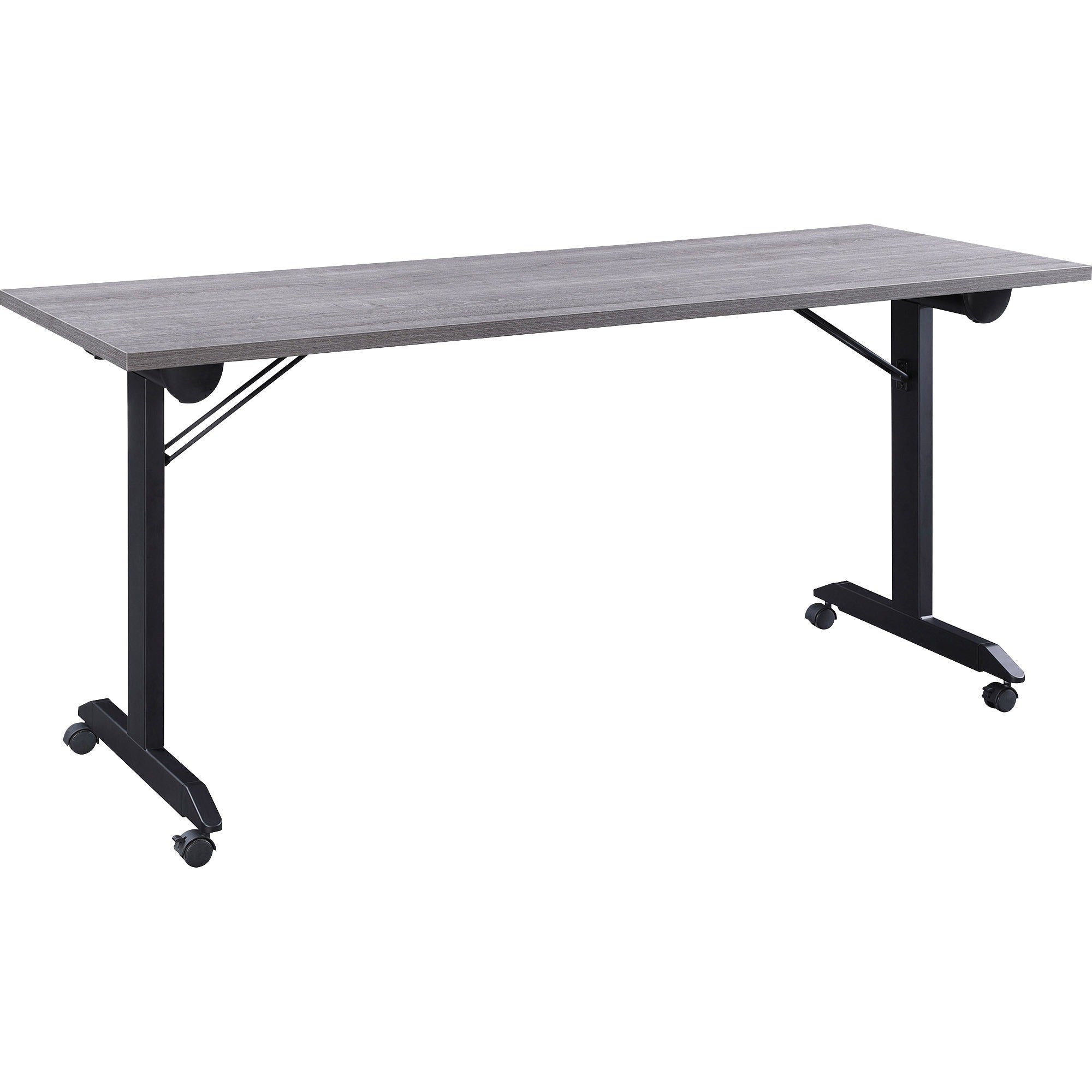 Lorell Mobile Folding Training Table - Rectangle Top - Powder Coated Base - 200 lb Capacity - 63" Table Top Width - 29.50" Height x 63" Width x 29.50" Depth - Assembly Required - Gray - Laminate Top Material - 1 Each