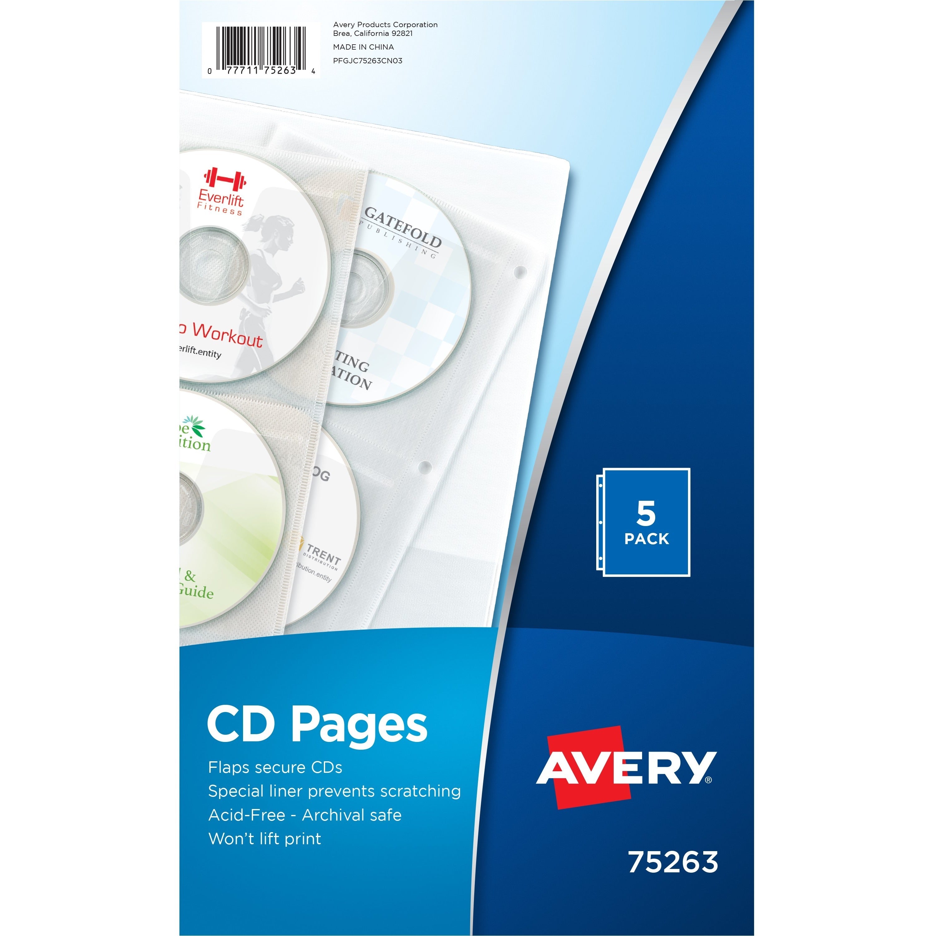 4 x CD/DVD Capacity - 3 x Holes - Ring Binder - Top Loading - Clear - Polypropylene - 5 / Pack