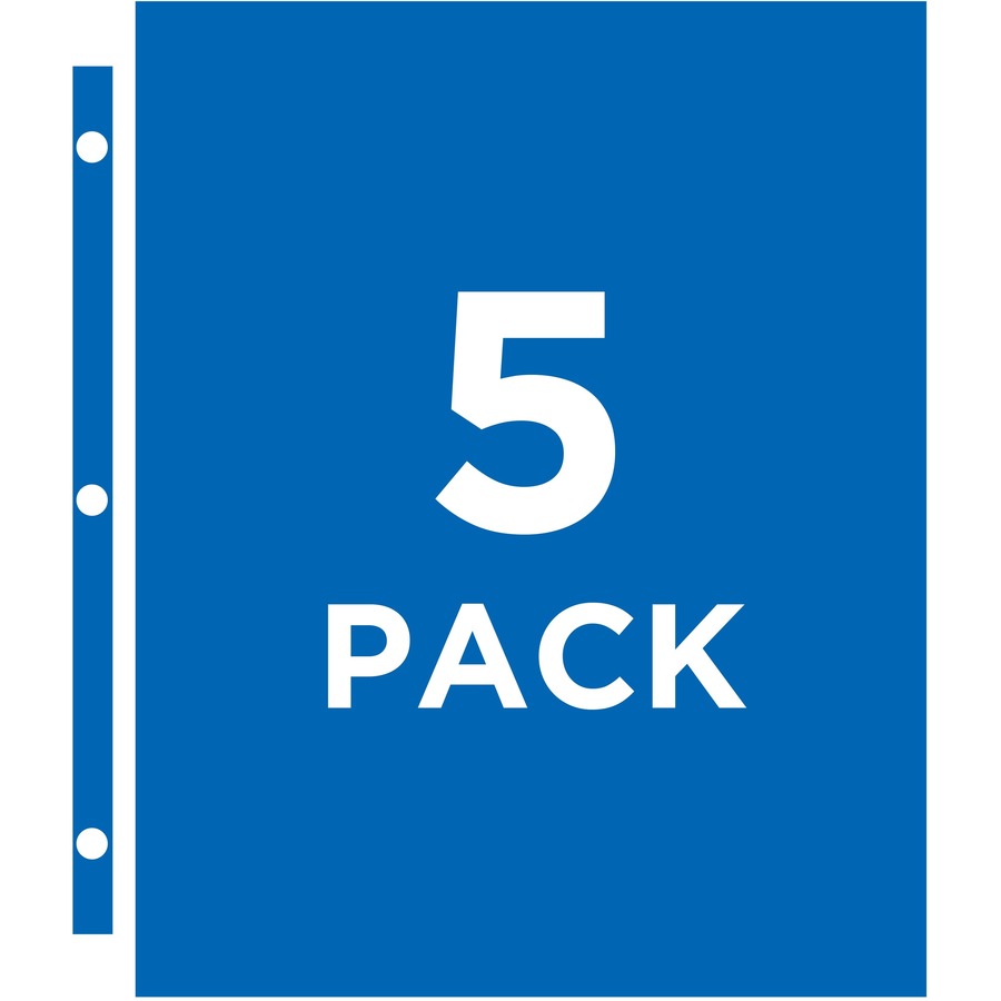 4 x CD/DVD Capacity - 3 x Holes - Ring Binder - Top Loading - Clear - Polypropylene - 5 / Pack