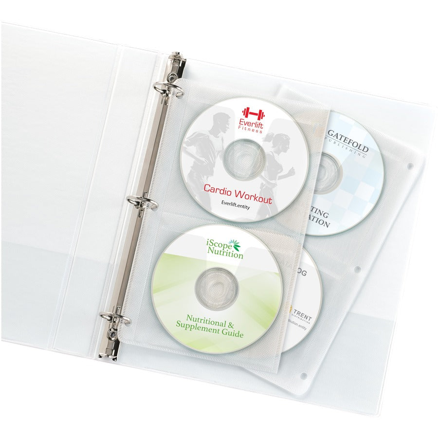 4 x CD/DVD Capacity - 3 x Holes - Ring Binder - Top Loading - Clear - Polypropylene - 5 / Pack