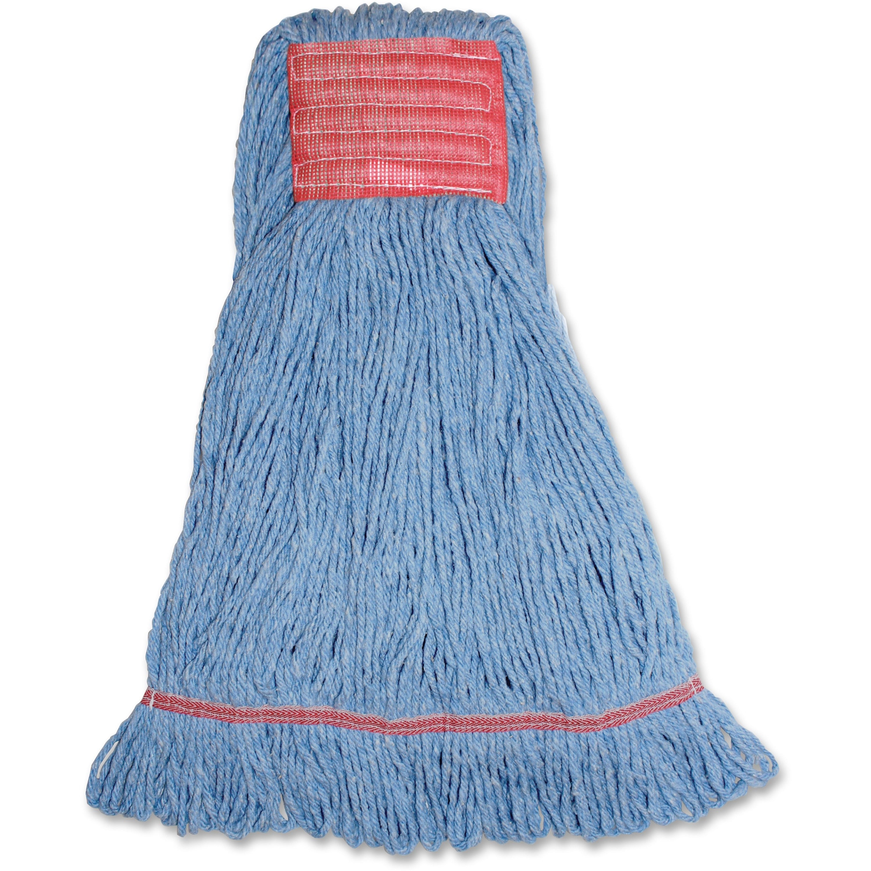 Genuine Joe Synthetic Blend Large Mophead, Blue, Rayon/Cotton/Fiber, 5" Headband, 1 Each