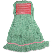 Genuine Joe Synthetic Blend Large Mophead, Rayon/Cotton/Fiber, Green, 5" Headband, 1 Each