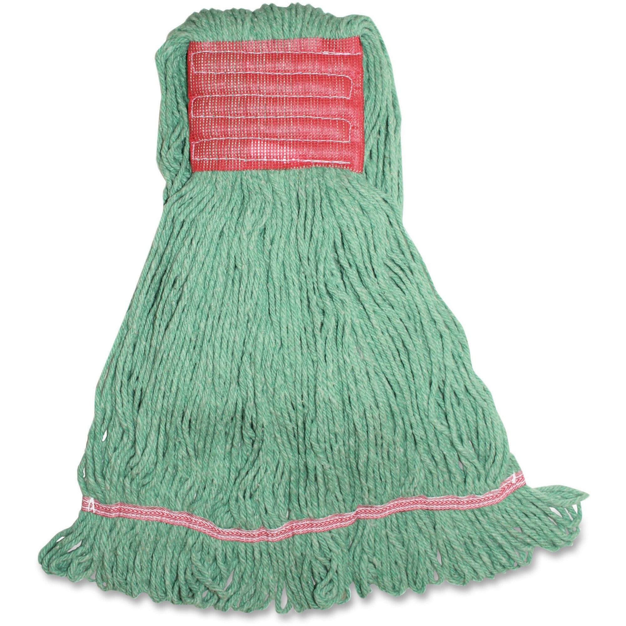 Genuine Joe Synthetic Blend Large Mophead, Rayon/Cotton/Fiber, Green, 5" Headband, 1 Each