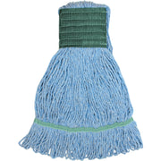 Genuine Joe Synthetic Blend Medium Mophead - Medium - Looped Ends, Durable, Launderable, Headband - Rayon, Cotton, Rayon, Fiber - Blue - 16 oz - 1 Each