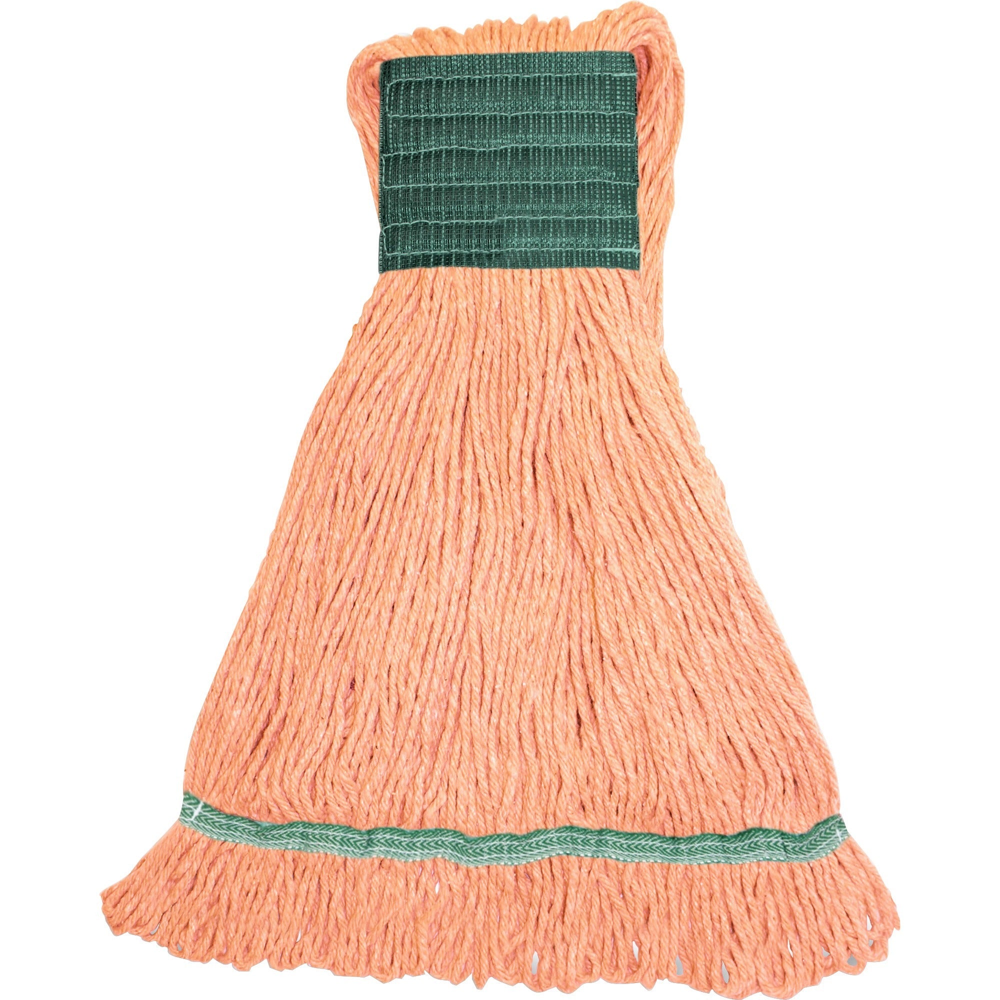 Genuine Joe Synthetic Blend Medium Mophead, Rayon/Cotton, Orange, 5" Wide Mesh Headband, Looped Ends, 16 oz, 1 Each