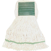 Genuine Joe Synthetic Blend Medium Mophead, Rayon/Cotton, White, 5" Mesh Headband, Looped Ends, 16 oz, 1 Each