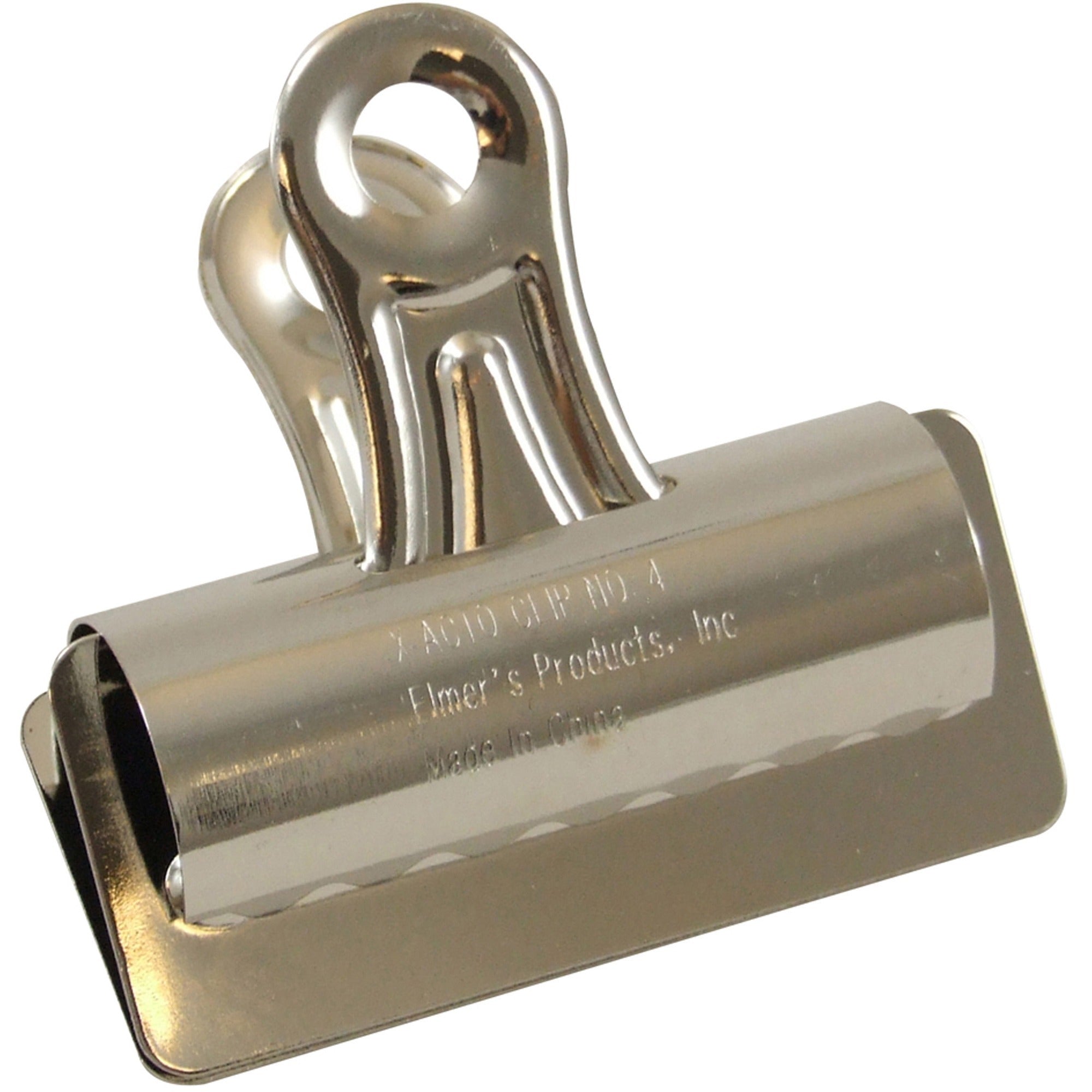 No. 4 - 3" Width - 1" Size Capacity - for Home, Office - Strong, Durable, Lightweight, Heavy Duty - Silver - Nickel Plated Steel - 1 Box