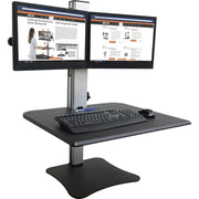 Up to 24" Screen Support - 25 lb Load Capacity - 20" Height x 28" Width x 23" Depth - Desktop, Tabletop - High Pressure Laminate (HPL) - Wood, Steel, Aluminum - Black, Aluminum