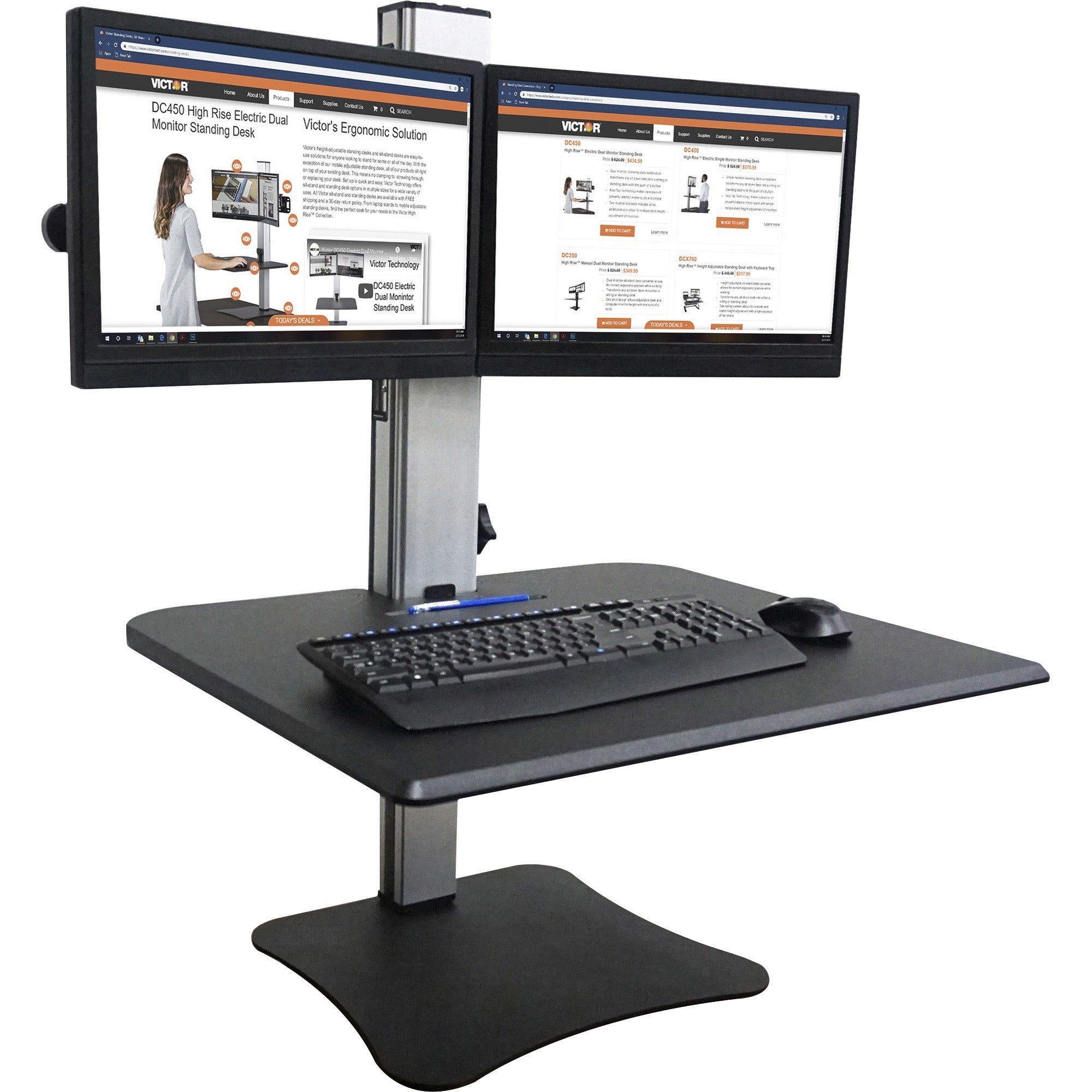 Up to 24" Screen Support - 25 lb Load Capacity - 20" Height x 28" Width x 23" Depth - Desktop, Tabletop - High Pressure Laminate (HPL) - Wood, Steel, Aluminum - Black, Aluminum