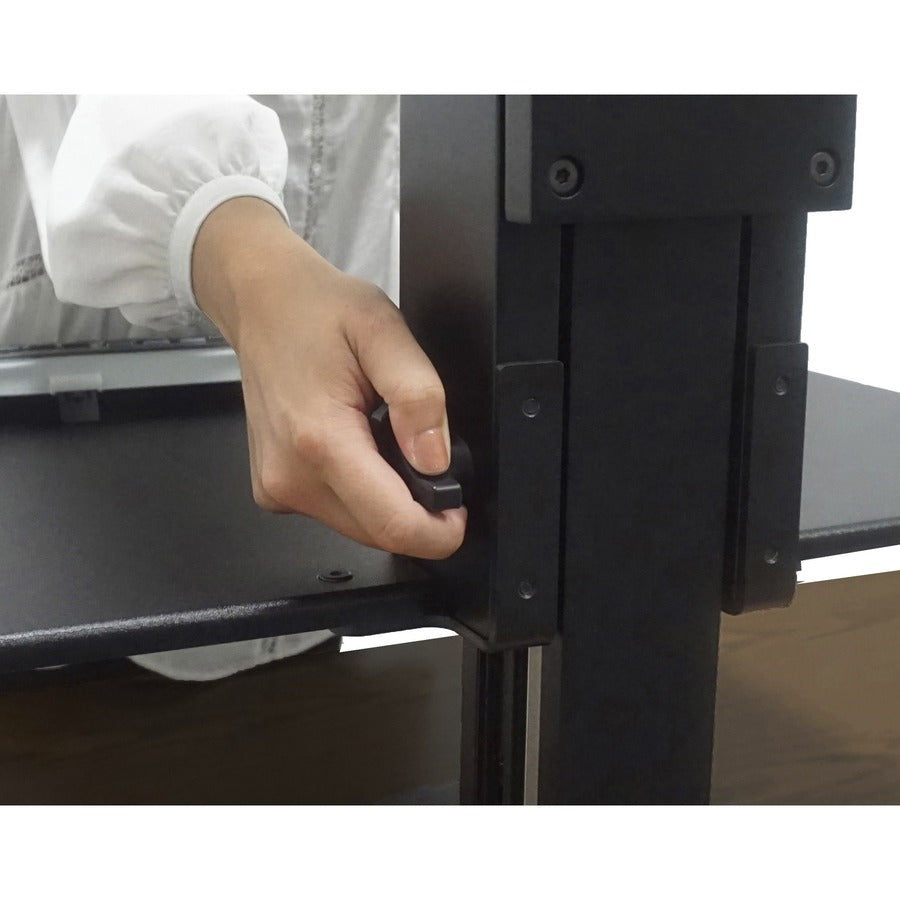 Up to 24" Screen Support - 25 lb Load Capacity - 20" Height x 28" Width x 23" Depth - Desktop, Tabletop - High Pressure Laminate (HPL) - Wood, Steel, Aluminum - Black, Aluminum
