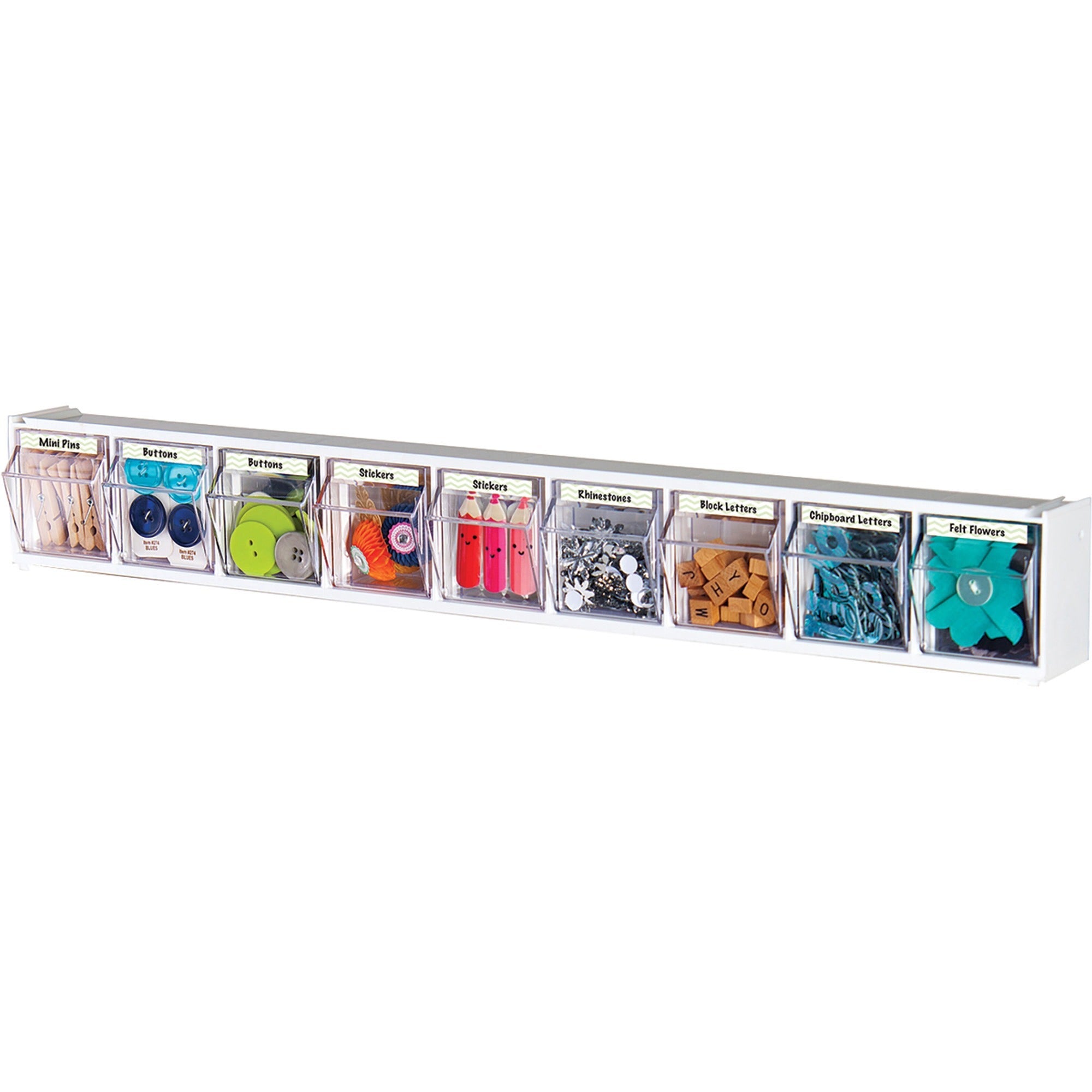 Deflecto Tilt Bin Interlocking Multi-Bin Storage Organizer - 9 Compartment(s) - 4.50" Height x 23.63" Width x 3.63" Depth - Counter - Black - 1 Each