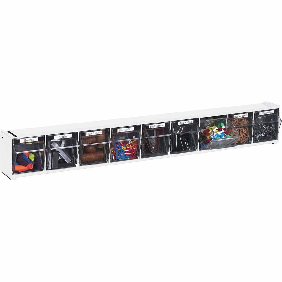 Deflecto Tilt Bin Interlocking Multi-Bin Storage Organizer - 9 Compartment(s) - 4.50" Height x 23.63" Width x 3.63" Depth - Counter - Black - 1 Each