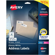 Avery&reg; Address Labels, Glossy White, 2/3" x 1-3/4" , 600 Total (6523)