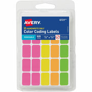 Avery&reg; Removable Labels, 1/2" x 3/4" , Neon, 525 Total (6721)