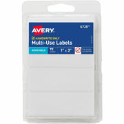 Avery Removable Multi-Use ID Labels, Handwrite Only, 1" x 3", White, Rectangle, Removable Adhesive, 3 Labels/Sheet, 24 Sheets, 2592 Labels Total, 72/Pack, 1 Carton