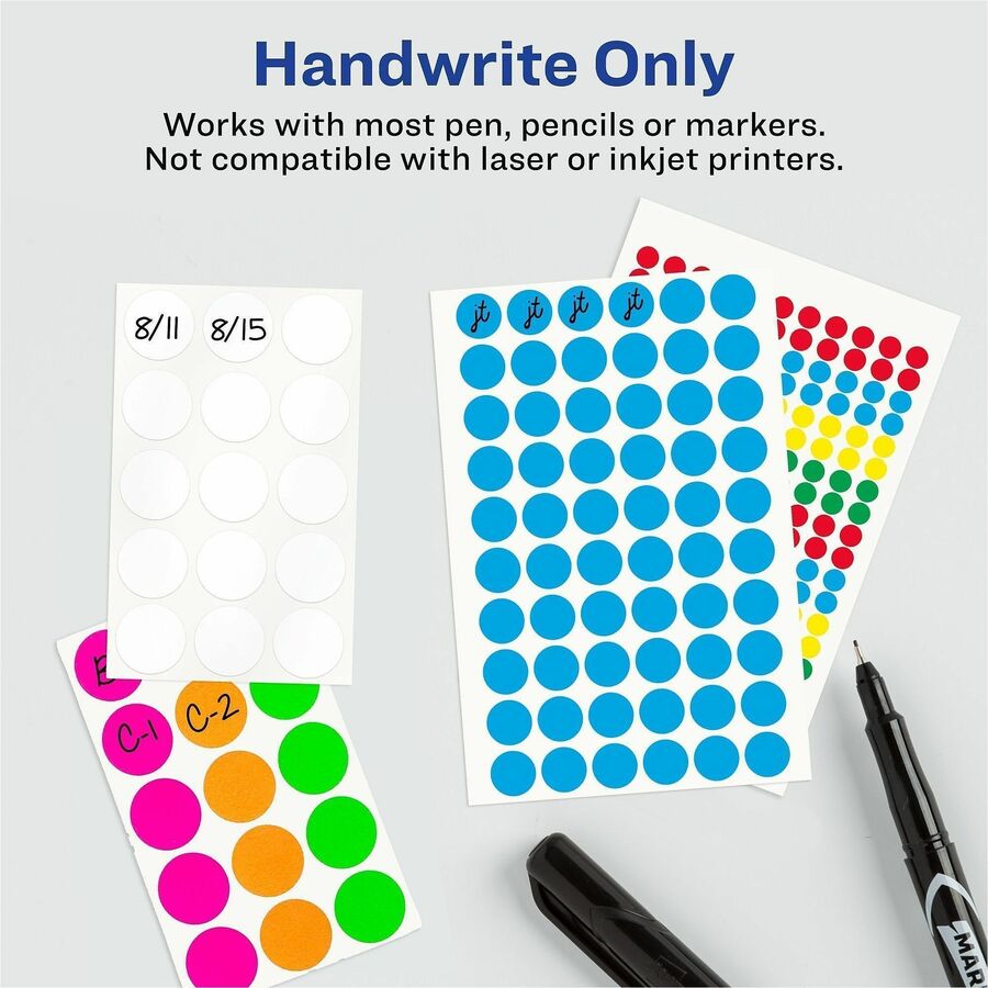 Avery&reg; 3/4" Round Removable Color Coding Labels - Handwrite Only