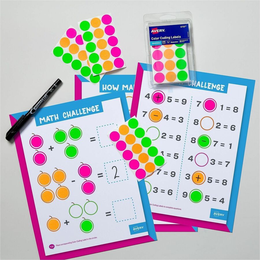Avery&reg; 3/4" Round Removable Color Coding Labels - Handwrite Only