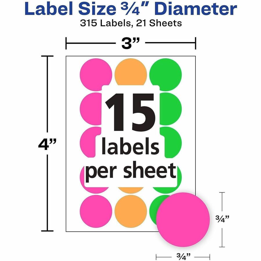 Avery&reg; 3/4" Round Removable Color Coding Labels - Handwrite Only