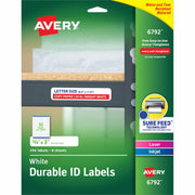 Avery Permanent Durable ID Labels with Sure Feed Technology, 5/8" x 3", Rectangle, White Film, Water Resistant, Matte Finish, 32 Labels/Sheet, 8 Sheets, 1280 Labels/Carton