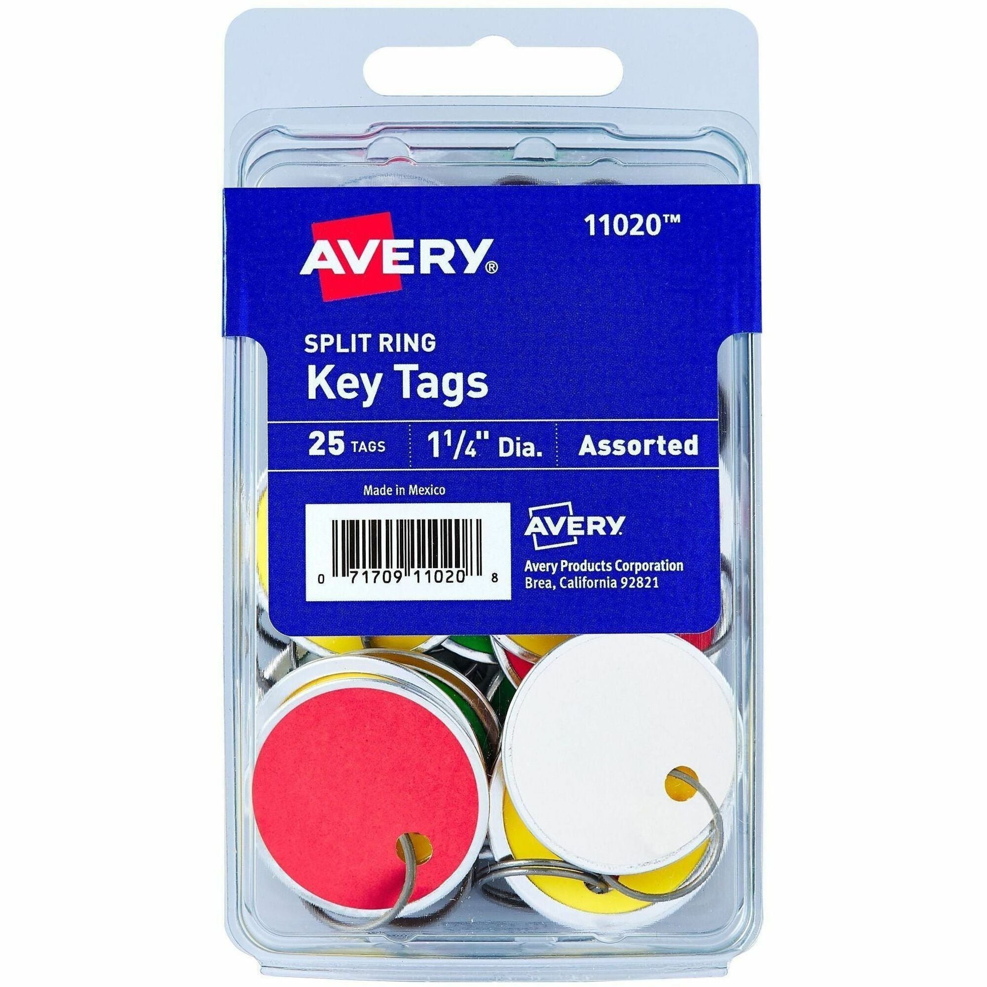1.25" Diameter - Round - Metal Ring Fastener - Card Stock - Assorted - 36 / Carton