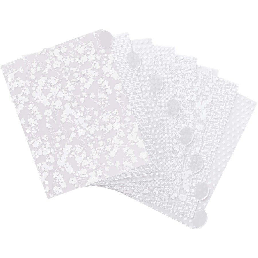 8 x Divider(s) - 8 Tab(s) - 8 - 8 Tab(s)/Set - 8.5" Divider Width x 11" Divider Length - 3 Hole Punched - Frosted White Plastic Divider - Frosted White Plastic Tab(s) - 24 / Carton