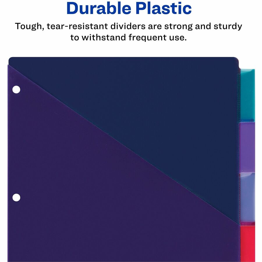 Avery&reg; Big Tab Tab Divider - 5 x Divider(s) - 5 - 5 Tab(s)/Set - 9.3" Divider Width x 11.13" Divider Length - 3 Hole Punched - Multicolor Plastic Divider - Multicolor Plastic Tab(s) - 24 / Carton