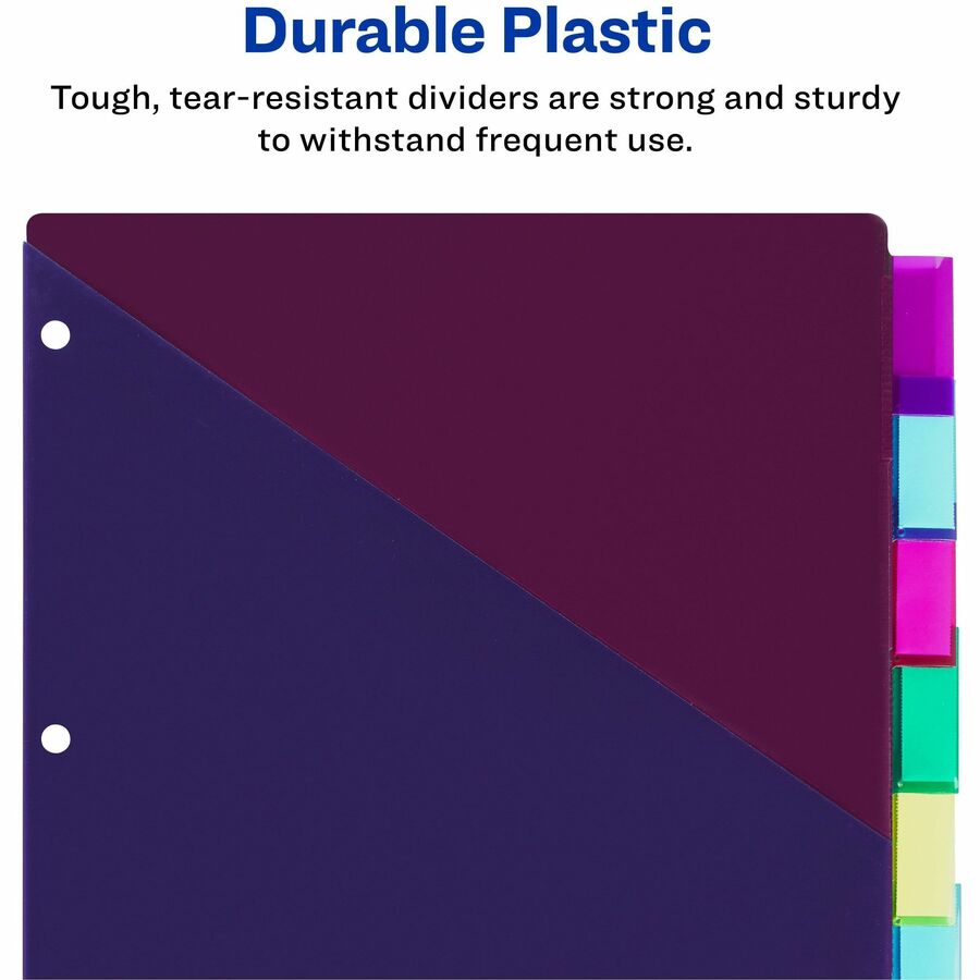 Avery Big Tab Tab Divider, 8 Multicolor Plastic Dividers with 8 Tabs per Set, Letter Size, 3-Hole Punched, 24 Sets per Carton