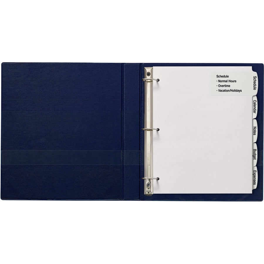 Avery&reg; Big Tab Printable White Label Dividers - 5 x Divider(s) - 5 - 5 Tab(s)/Set - 8.5" Divider Width x 11" Divider Length - 3 Hole Punched - White Paper Divider - White Paper Tab(s) - 20% Recycled - 36 / Carton