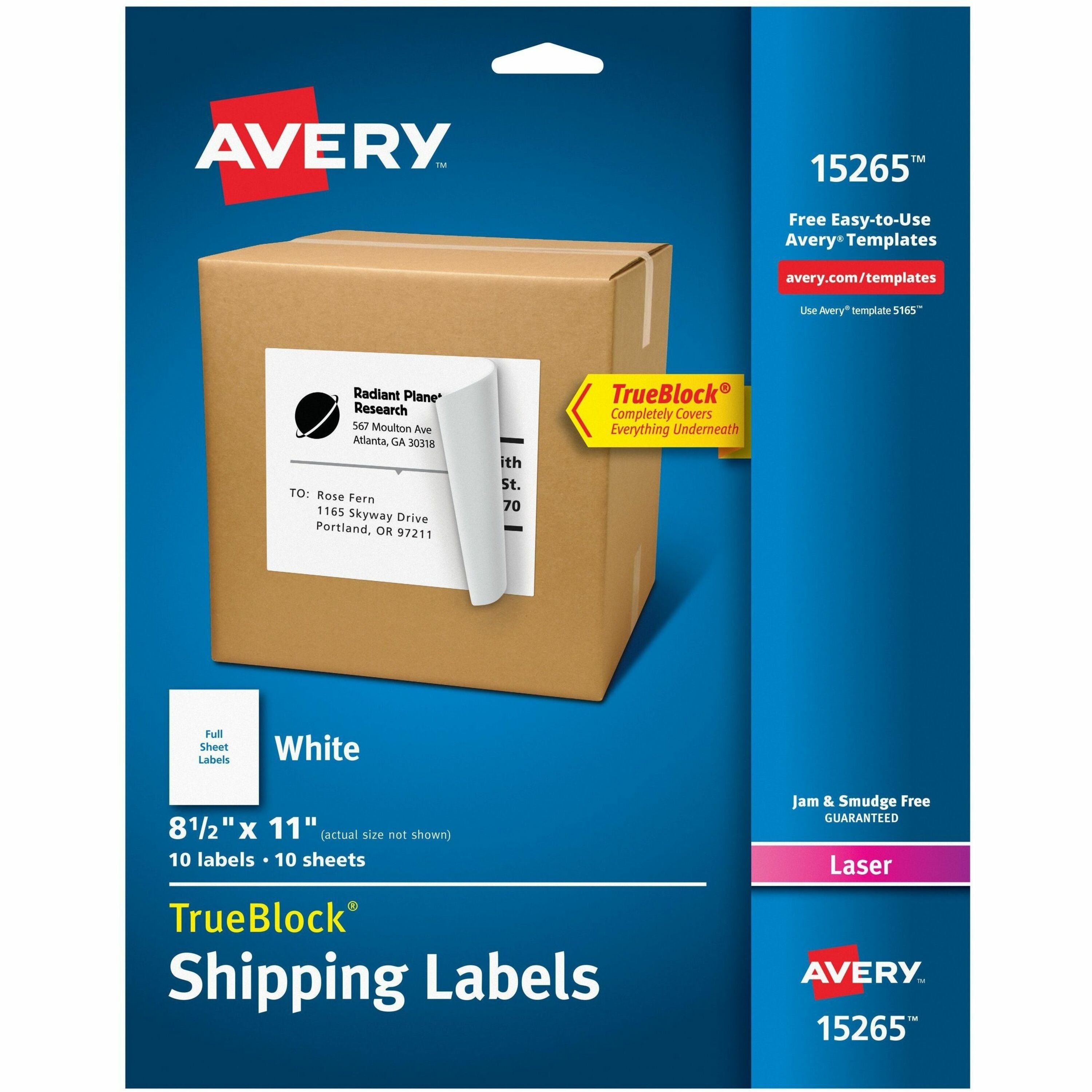 Avery&reg; Internet Shipping Labels, 8-1/2" x 11" , 10 Labels (15265)