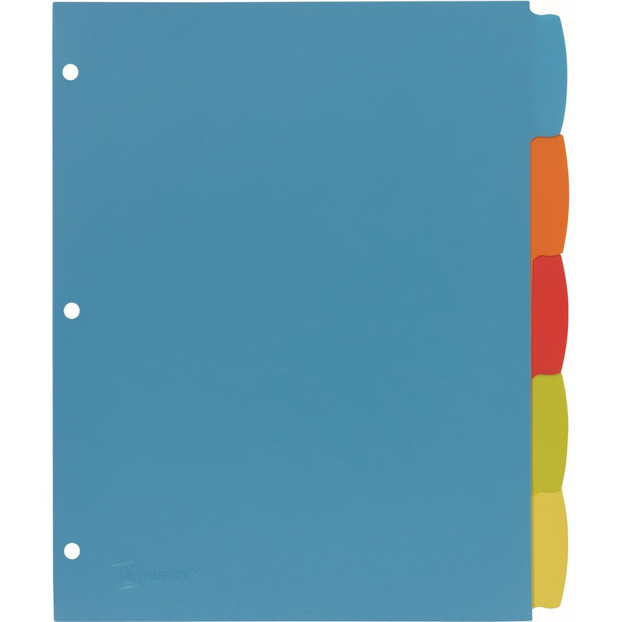 5 x Divider(s) - 5 Write-on Tab(s) - 5 - 5 Tab(s)/Set - 8.5" Divider Width x 11" Divider Length - 3 Hole Punched - Multicolor Plastic Divider - Multicolor Plastic Tab(s) - 24 / Carton