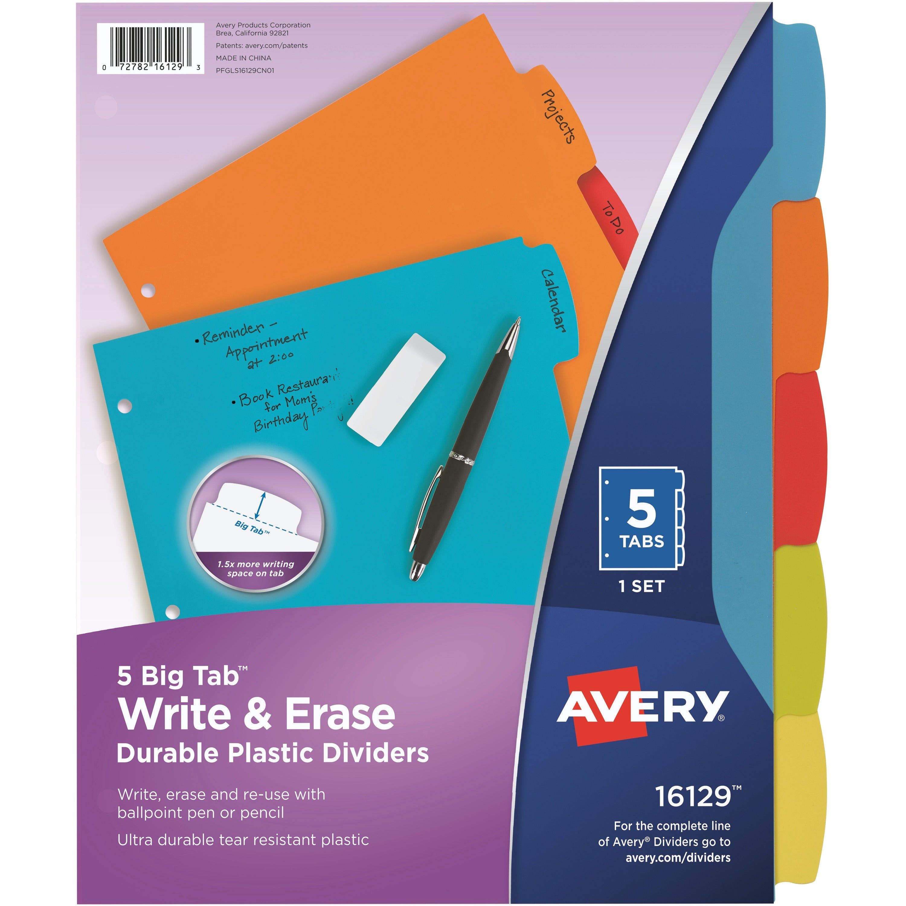 5 x Divider(s) - 5 Write-on Tab(s) - 5 - 5 Tab(s)/Set - 8.5" Divider Width x 11" Divider Length - 3 Hole Punched - Multicolor Plastic Divider - Multicolor Plastic Tab(s) - 24 / Carton