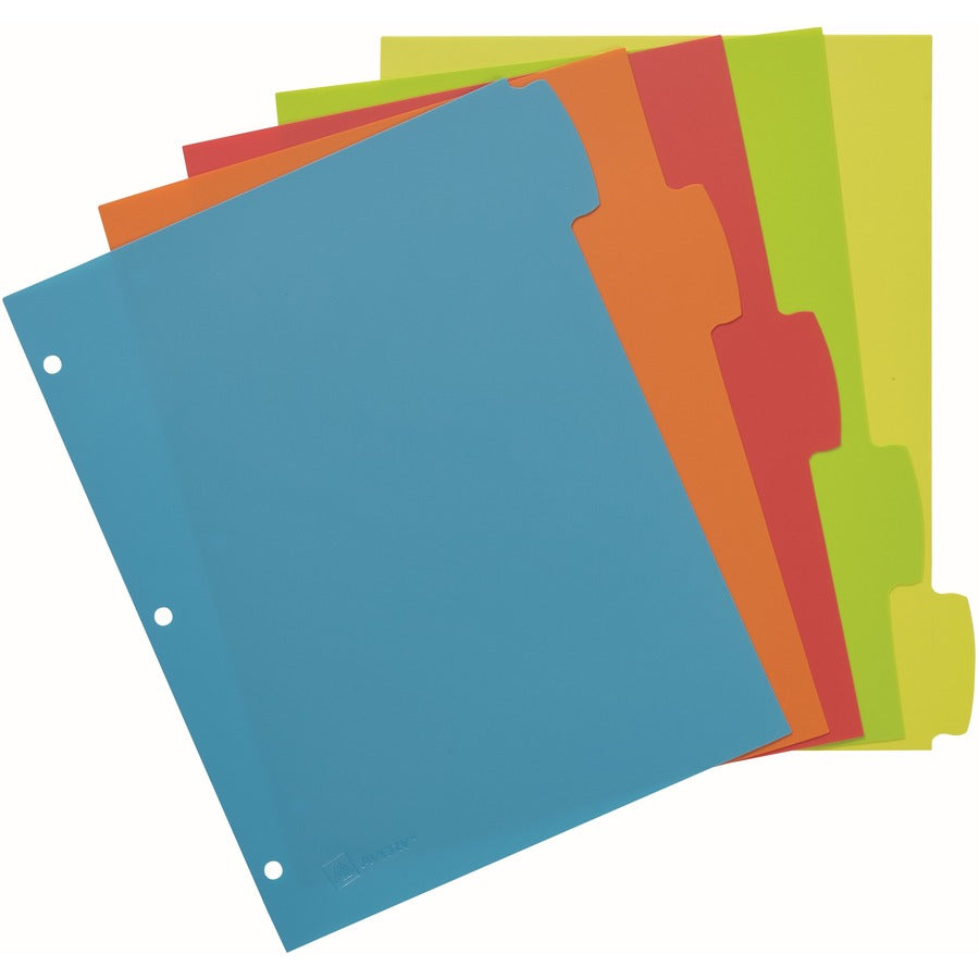 5 x Divider(s) - 5 Write-on Tab(s) - 5 - 5 Tab(s)/Set - 8.5" Divider Width x 11" Divider Length - 3 Hole Punched - Multicolor Plastic Divider - Multicolor Plastic Tab(s) - 24 / Carton