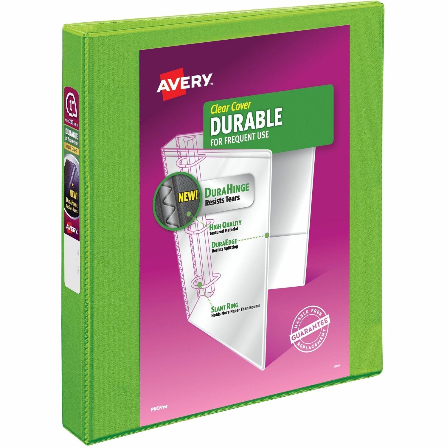 Avery&reg; Durable View 3 Ring Binder, 1 Inch Slant Rings, 1 Green Binder (17832)