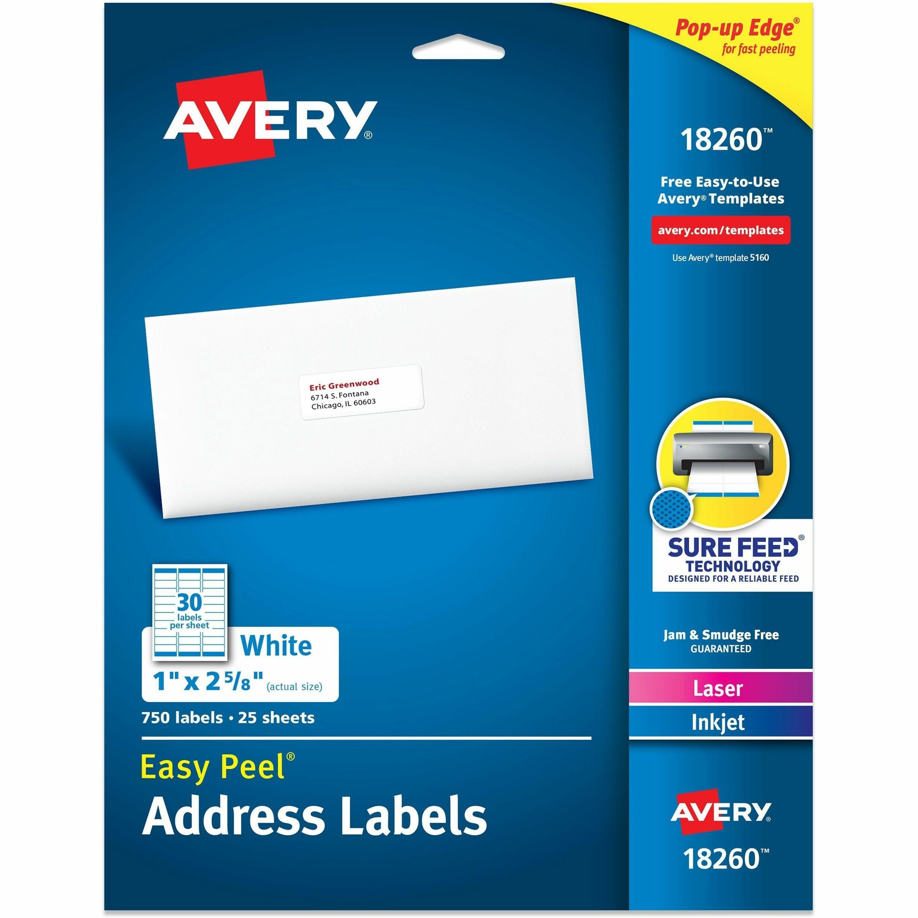 Avery&reg; Easy Peal Sure Feed Address Labels