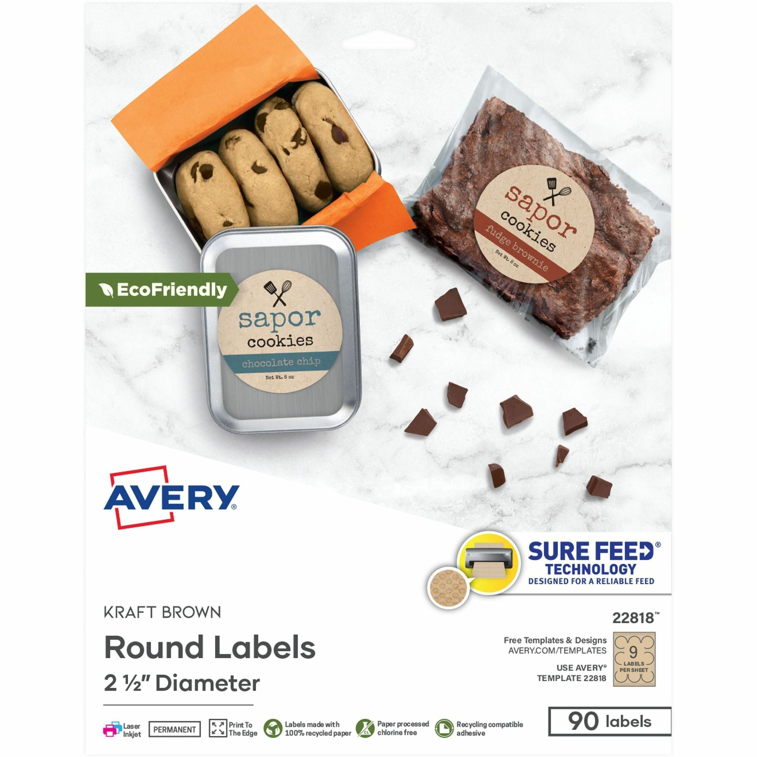 Avery&reg; Print-To-The-Edge Kraft Brown Labels