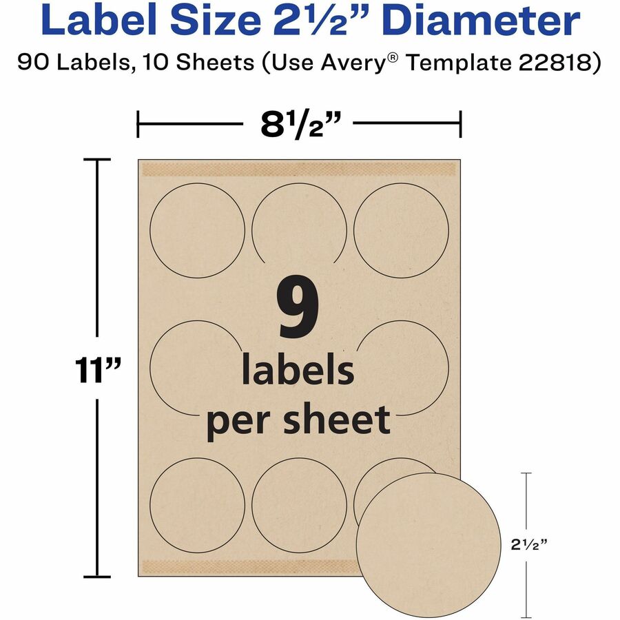 Avery&reg; Print-To-The-Edge Kraft Brown Labels