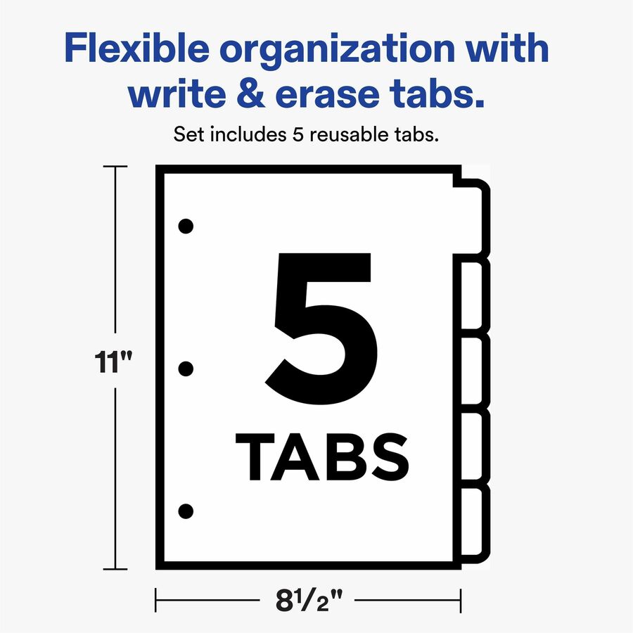 Avery&reg; Big Tab™ Write & Erase Dividers 5 tabs, 1 set