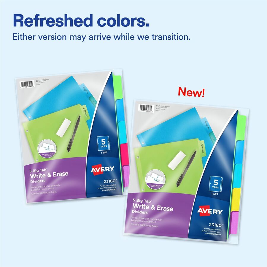 Avery&reg; Big Tab™ Write & Erase Dividers 5 tabs, 1 set