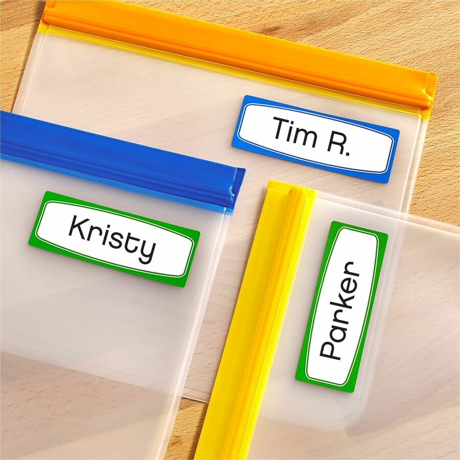 Avery Kids Gear Durable Labels, 3-1/2" x 1-1/4", Rectangle, Matte Finish, Blue & Green Borders, Permanent Adhesive, Water Resistant, 4 Labels/Sheet, 4 Sheets, 20 Labels/Carton