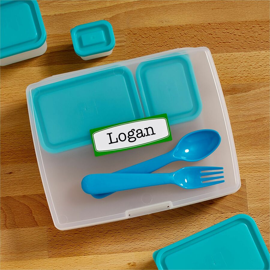 Avery Kids Gear Durable Labels, 3-1/2" x 1-1/4", Rectangle, Matte Finish, Blue & Green Borders, Permanent Adhesive, Water Resistant, 4 Labels/Sheet, 4 Sheets, 20 Labels/Carton