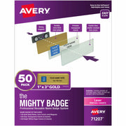 The Mighty Badge by Avery Reusable Magnetic Professional Name Badge Kit, Gold Steel Plates, 1" x 3", 50 Pack with 120 Printable Inserts