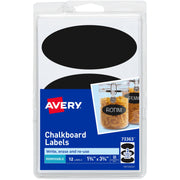 Avery&reg; Removable Chalkboard Labels - - HeightRemovable Adhesive - Oval - Black - Plastic - 3 / Sheet - 72 Total Sheets - 216 Total Label(s) - 1 Carton