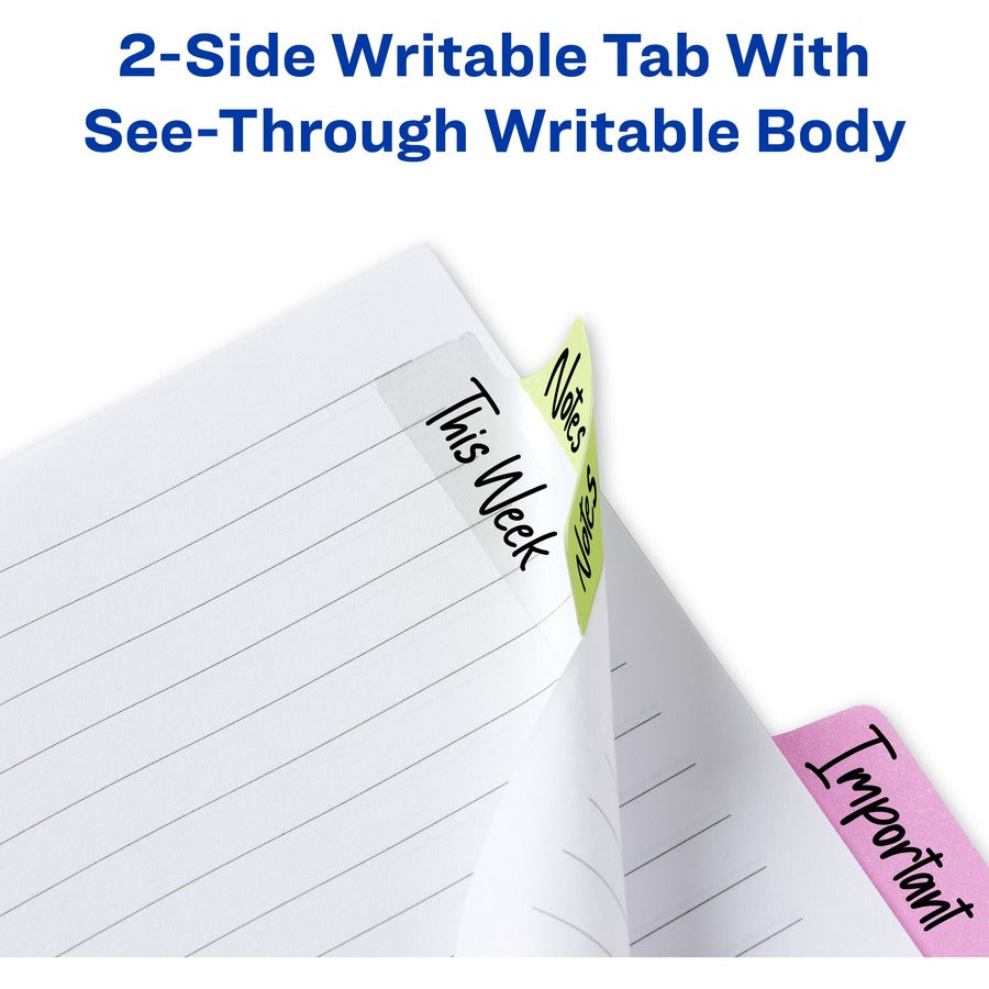 Avery&reg; Ultra Tabs File Tab - 24 Tab(s) - 1" Tab Height x 2.50" Tab Width - Clear Film, Pastel Blue Paper, Pastel Pink, Pastel Purple, Pastel Green Tab(s) - 24/Pack - 1 Carton