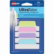Avery&reg; Ultra Tabs File Tab - 24 Tab(s) - 1" Tab Height x 2.50" Tab Width - Clear Film, Pastel Blue Paper, Pastel Pink, Pastel Purple, Pastel Green Tab(s) - 24/Pack - 1 Carton
