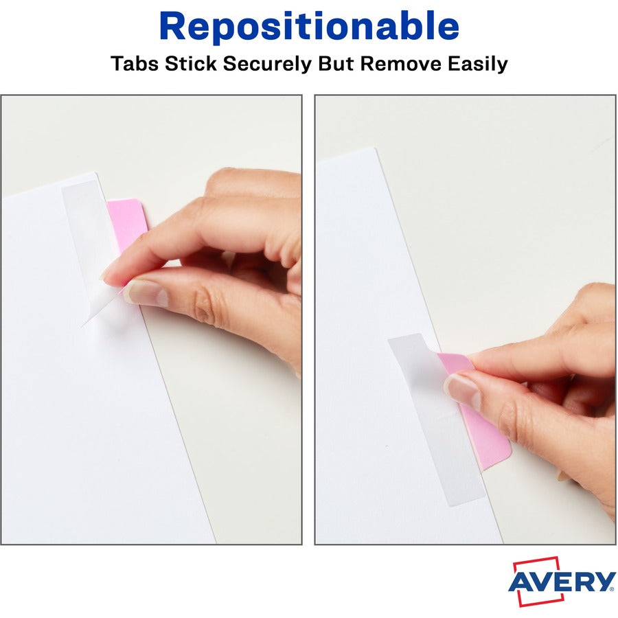 Avery&reg; Ultra Tabs File Tab - 24 Tab(s) - 1" Tab Height x 2.50" Tab Width - Clear Film, Pastel Blue Paper, Pastel Pink, Pastel Purple, Pastel Green Tab(s) - 24/Pack - 1 Carton