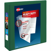 Avery DuraHinge Ring Binder, 2" Capacity, Letter Size, 540 Sheet, 4 Internal Pockets, Green, Polypropylene, 1 Carton