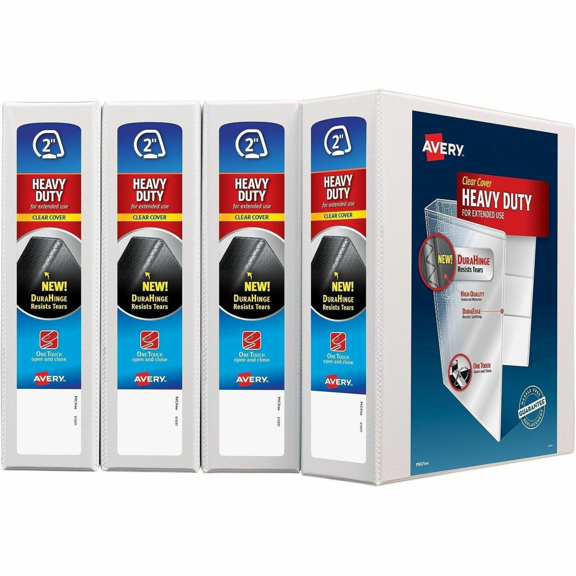 Avery Heavy-Duty View Binders, 2" One Touch Slant Rings, 4 White