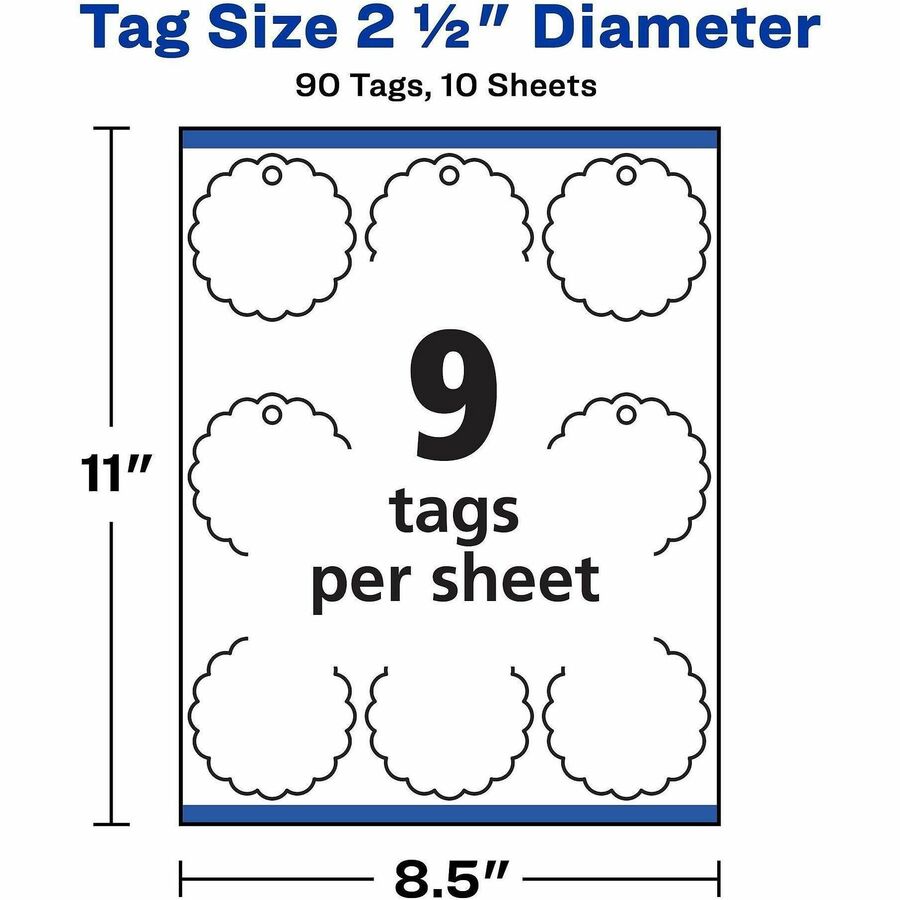 Avery&reg; Textured Round Scallop Tags